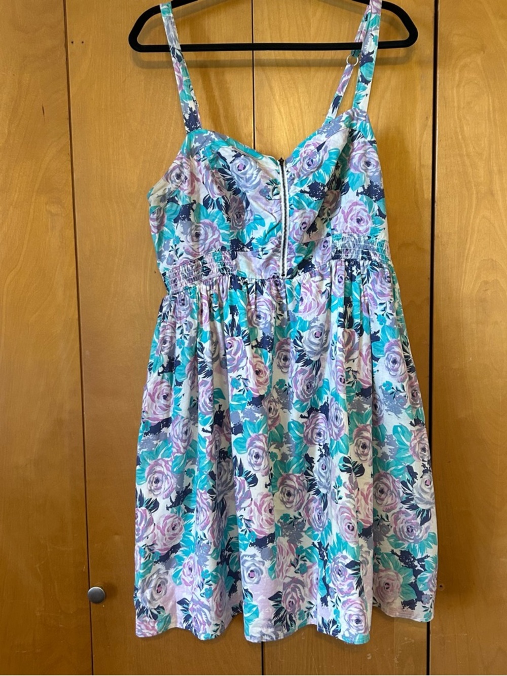 torrid Lavender & Teal Floral Zip-Front Mini Dress
